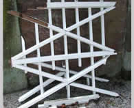 Broken pieces of the gate